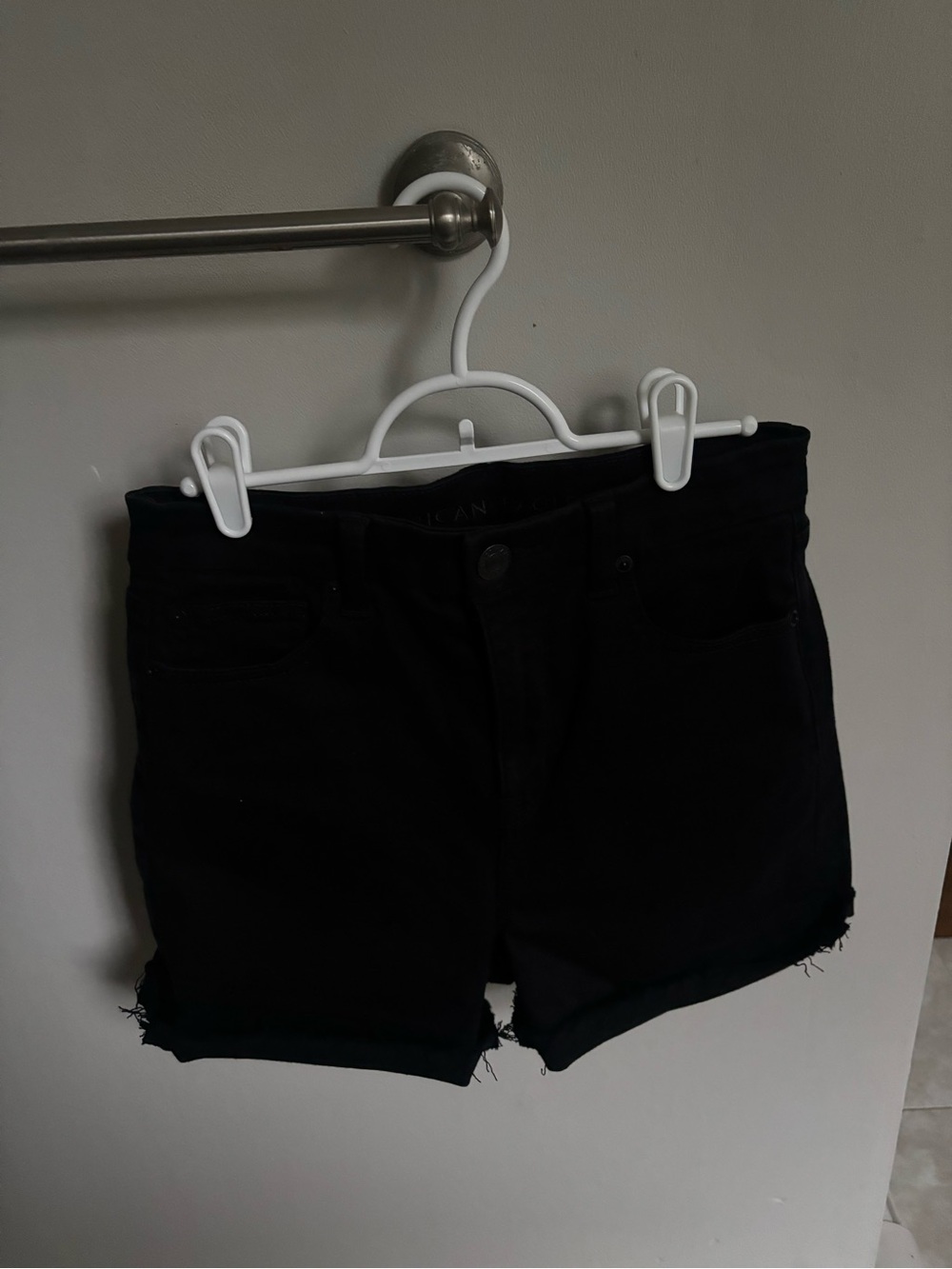 American Eagle black denim shorts